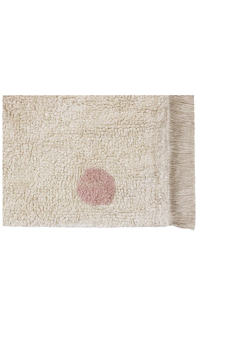 Polka Dot Fringe Trim Washable Cotton Blend Rug, Alternate, color, NATURAL