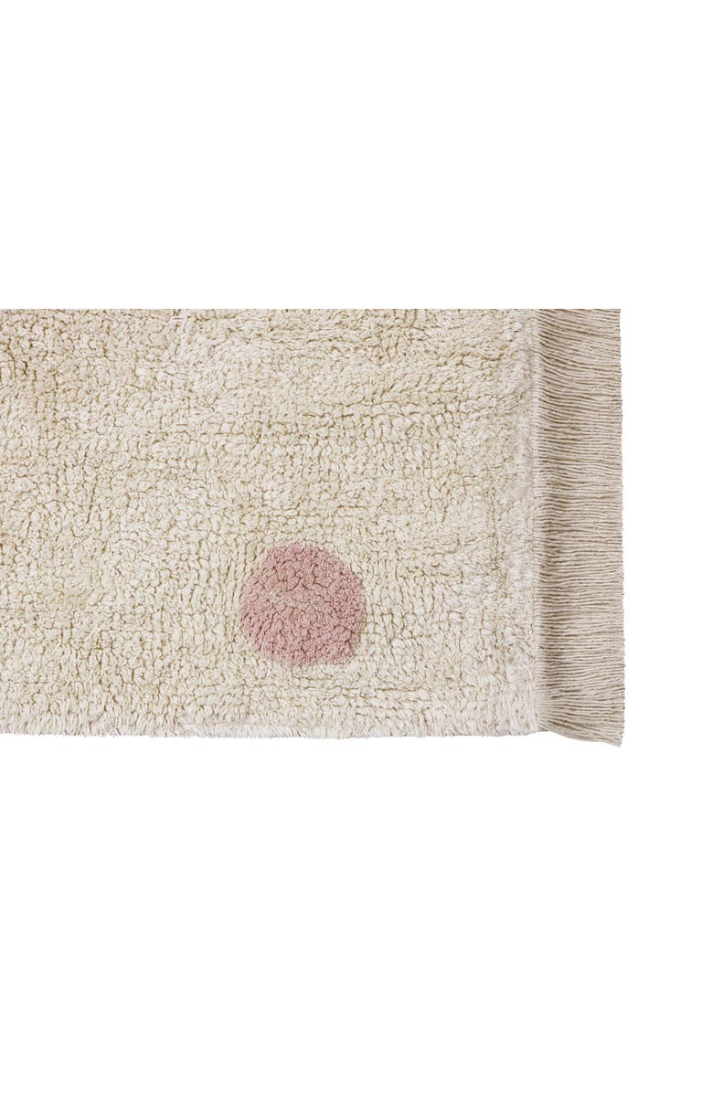 Lorena Canals Polka Dot Fringe Trim Washable Cotton Blend Rug, Alternate, color, Natural