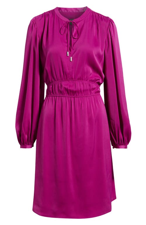 Hugo Boss Boss Orange Decly Tie Neck Long Sleeve Dress In Purple
