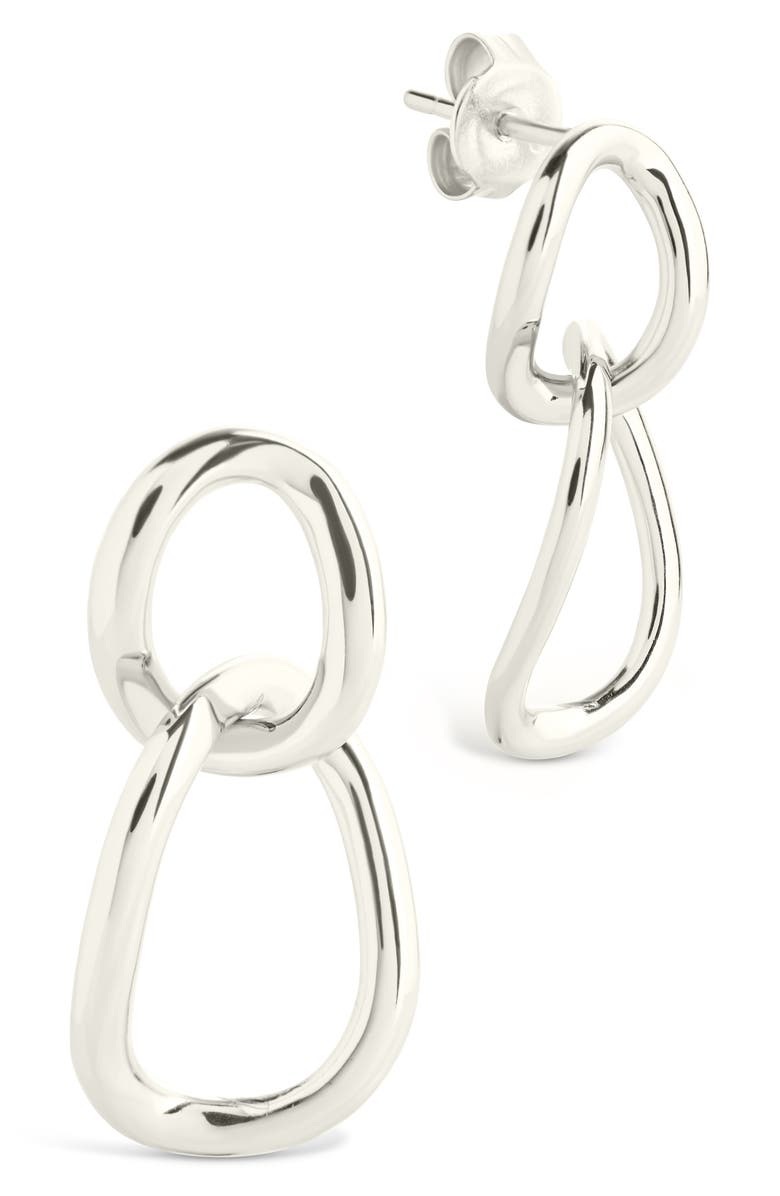 Sterling Forever Cruz Double Link Drop Earrings, Main, color, Silver