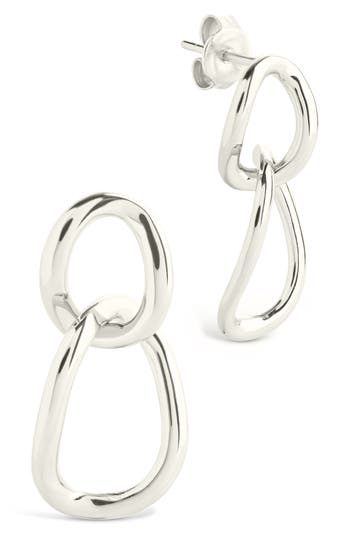 Sterling Forever Cruz Double Link Drop Earrings In Silver