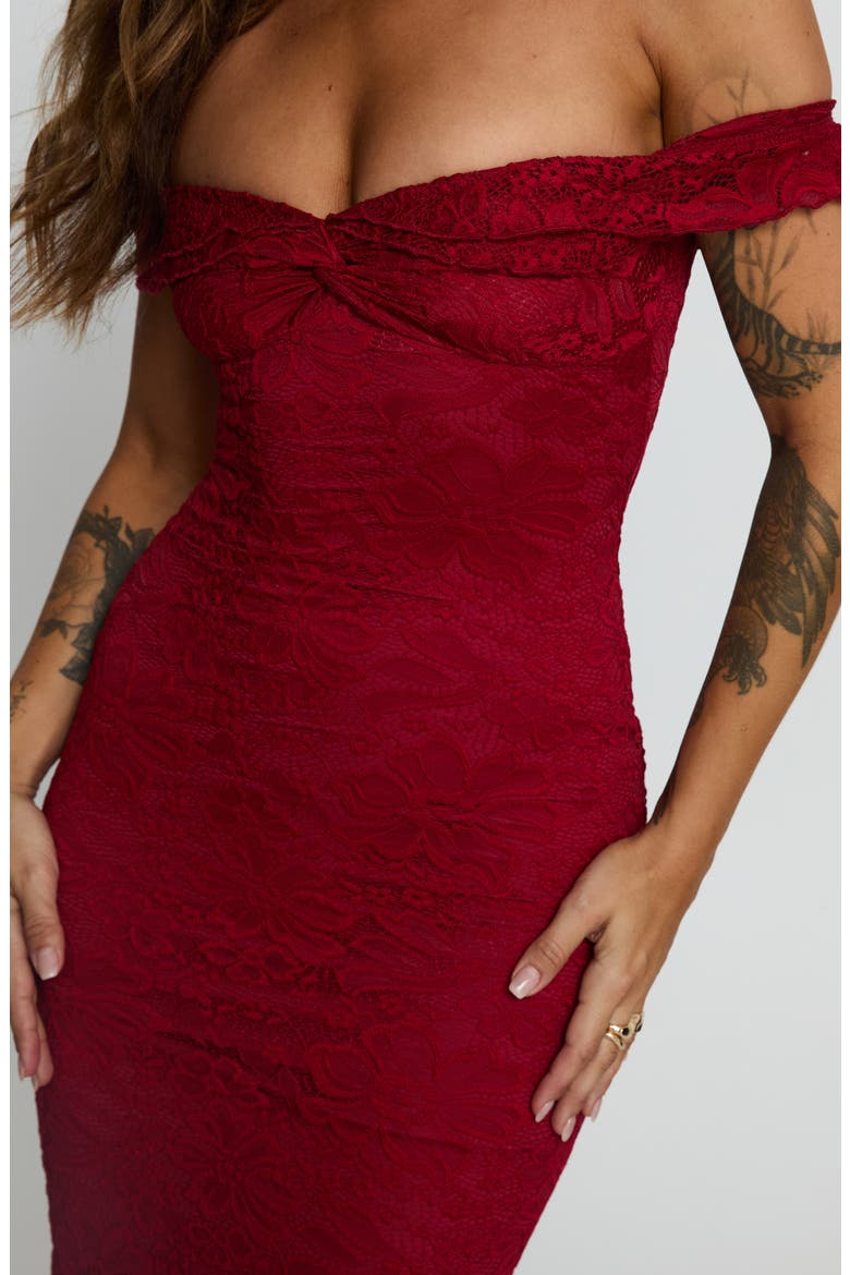 Anabeila Off the Shoulder Lace Mermaid Gown, Alternate, color, RED