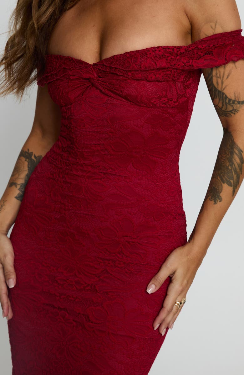 Princess Polly Anabeila Off the Shoulder Lace Mermaid Gown, Alternate, color, Red