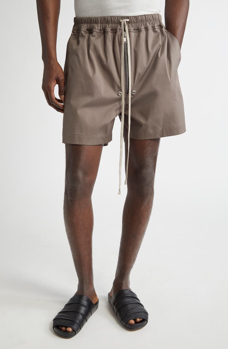 Rick Owens Bela Stretch Cotton Boxing Shorts, Main, color, 