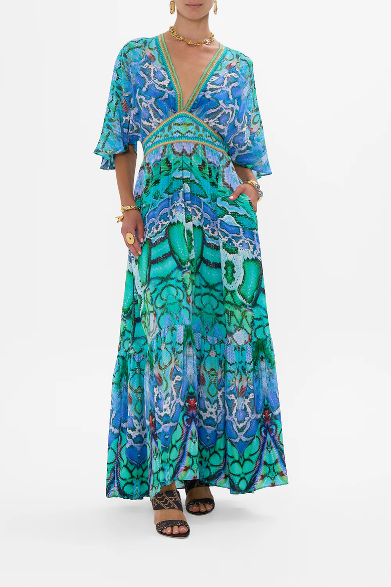WAISTED DRESS WITH HEM RUFFLE LAND OF WONDER, Main, color, LAND OF WONDER