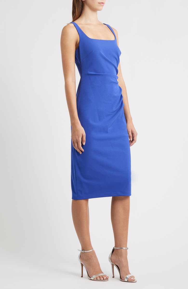 Vince Camuto Pleated Sleeveless Stretch Crepe Body-Con Dress, Alternate, color, 