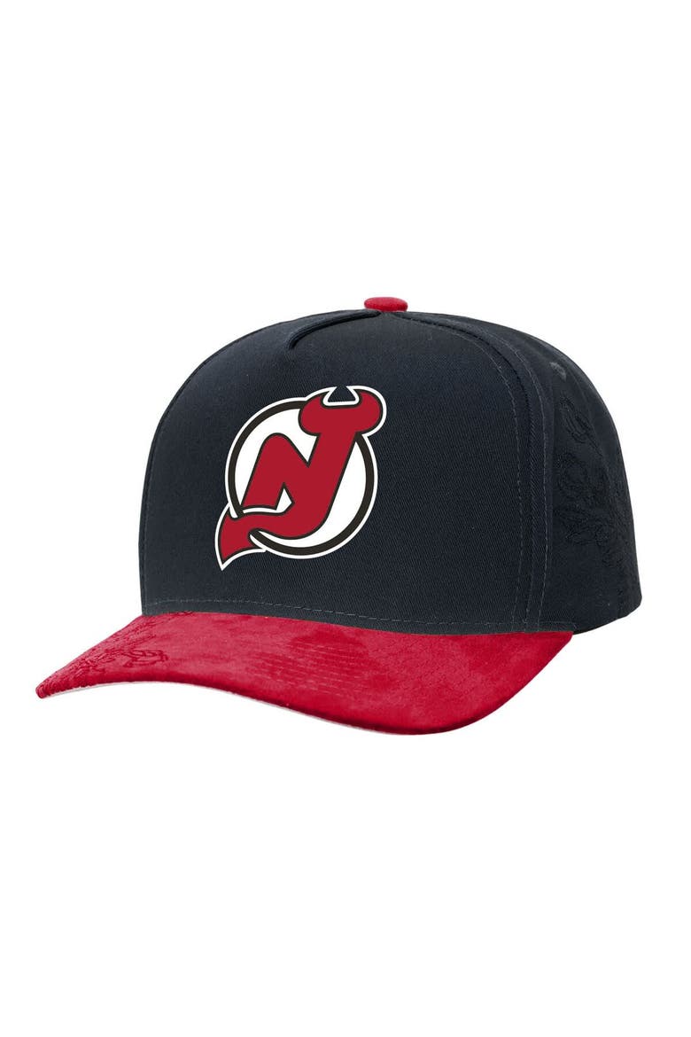 Men's Mitchell & Ness Black/Red New Jersey Devils May Flowers Pro Crown Adjustable Hat, Main, color, Black