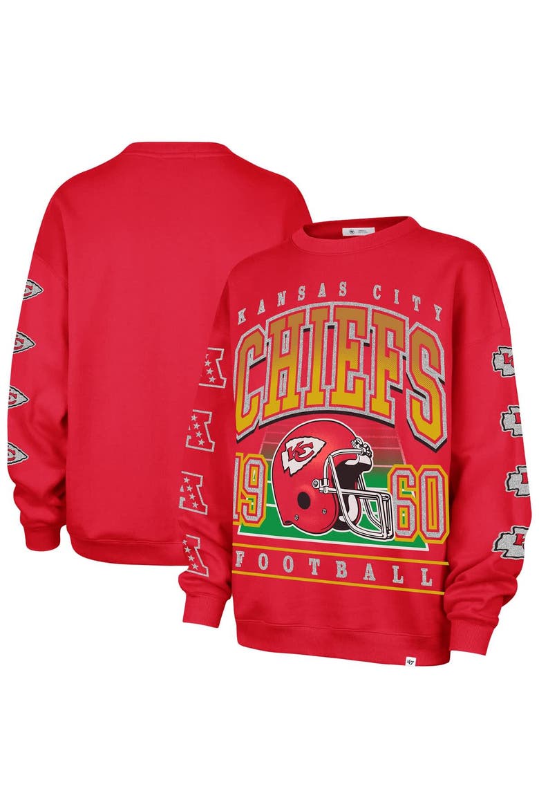 Women's '47  Red Kansas City Chiefs Go Big Oversized Pullover Sweatshirt, Alternate, color, Red