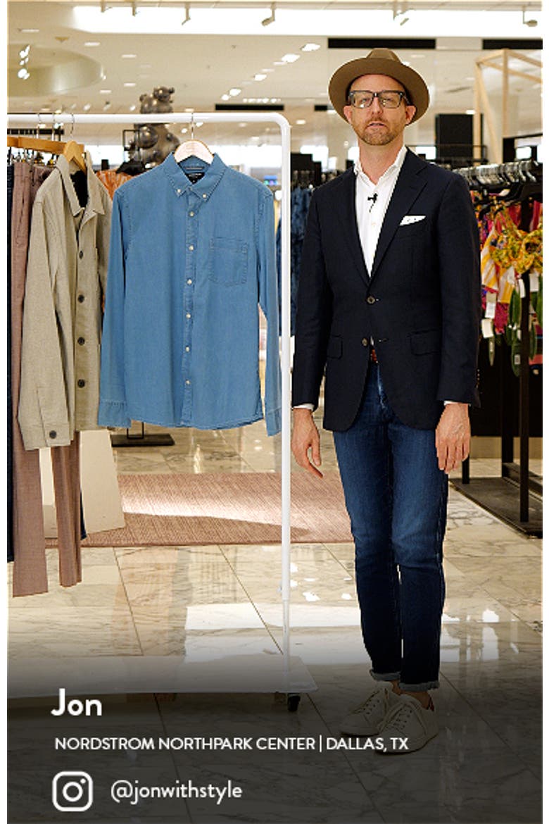 Trim Fit Stretch Chambray Button-Down Shirt video