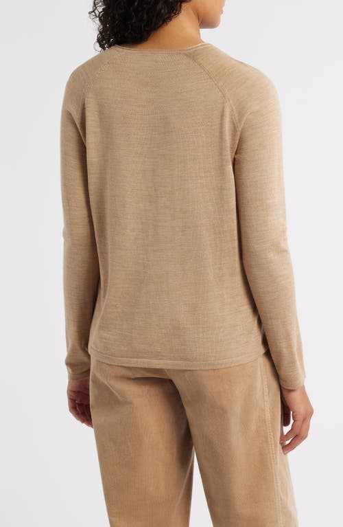 Eileen Fisher Crewneck Wool Sweater In Brown