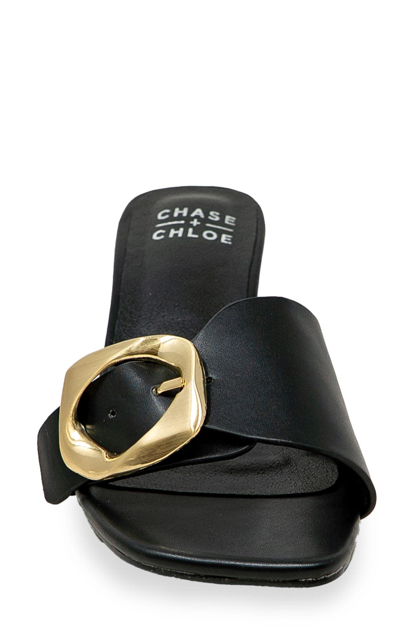 CHASE AND CHLOE Nailee Buckle Slide Sandal, Alternate, color, Black
