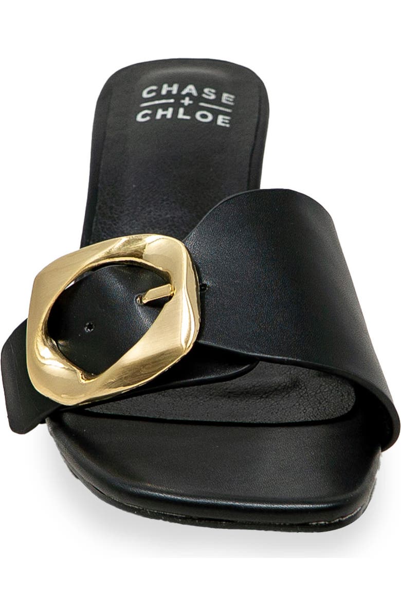 CHASE AND CHLOE Nailee Buckle Slide Sandal, Alternate, color, Black
