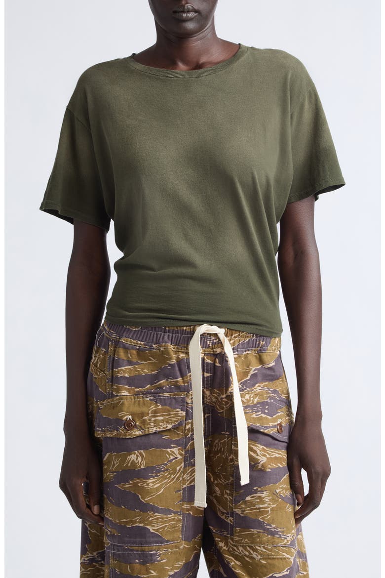 Tight Waist Cotton & Cashmere T-Shirt, Main, color, WASHED OLIVE GREEN