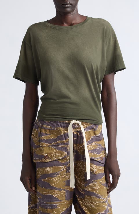 Tight Waist Cotton & Cashmere T-Shirt