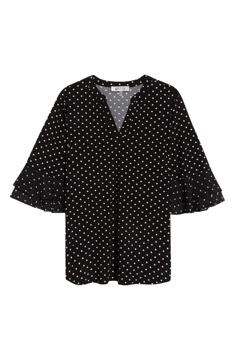 KASPER Flutter Sleeve Top, Alternate, color, Black/ Vanilla Ice