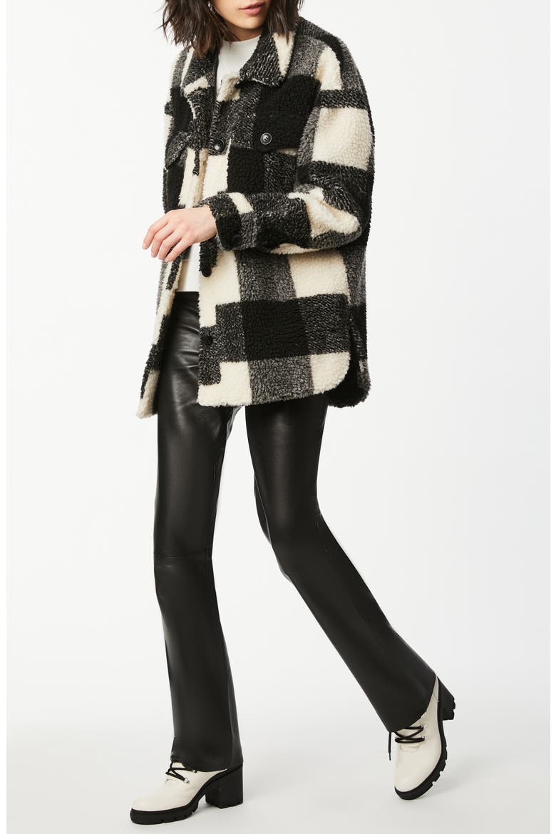 Plaid Fleece Shirt Jacket, Alternate, color, BLACK/ WHITE