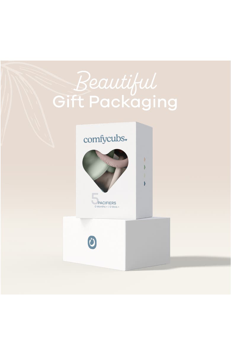 Comfy Cubs Pacifiers, 5 Pack, Alternate, color, Multicolor Neutral