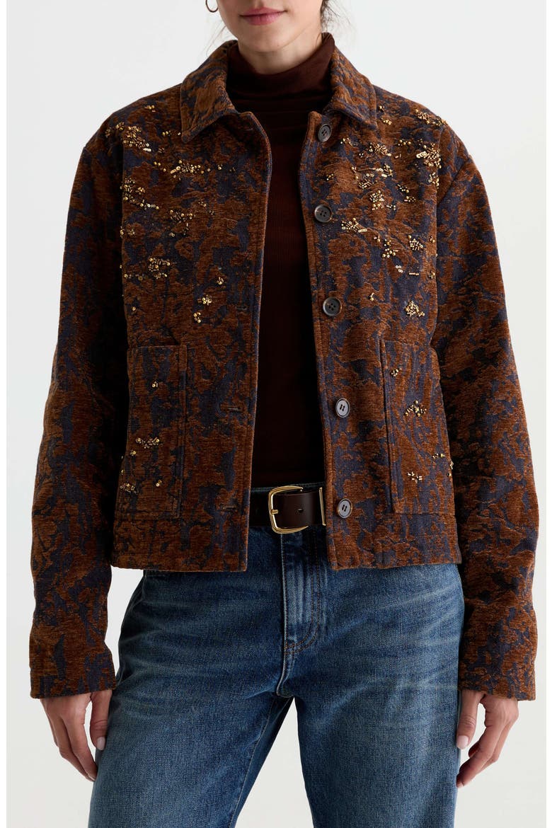 Bailey Beaded Jacquard Jacket, Main, color, BRONZE BEAT