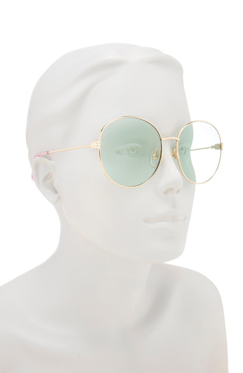 Gucci 60mm Round Sunglasses, Alternate, color, Gold Gold Green