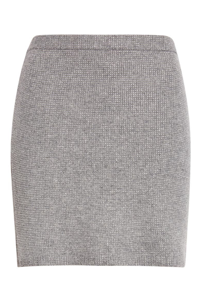 Crystal Hotfix Wool Blend Miniskirt, Alternate, color, HEATHER GREY