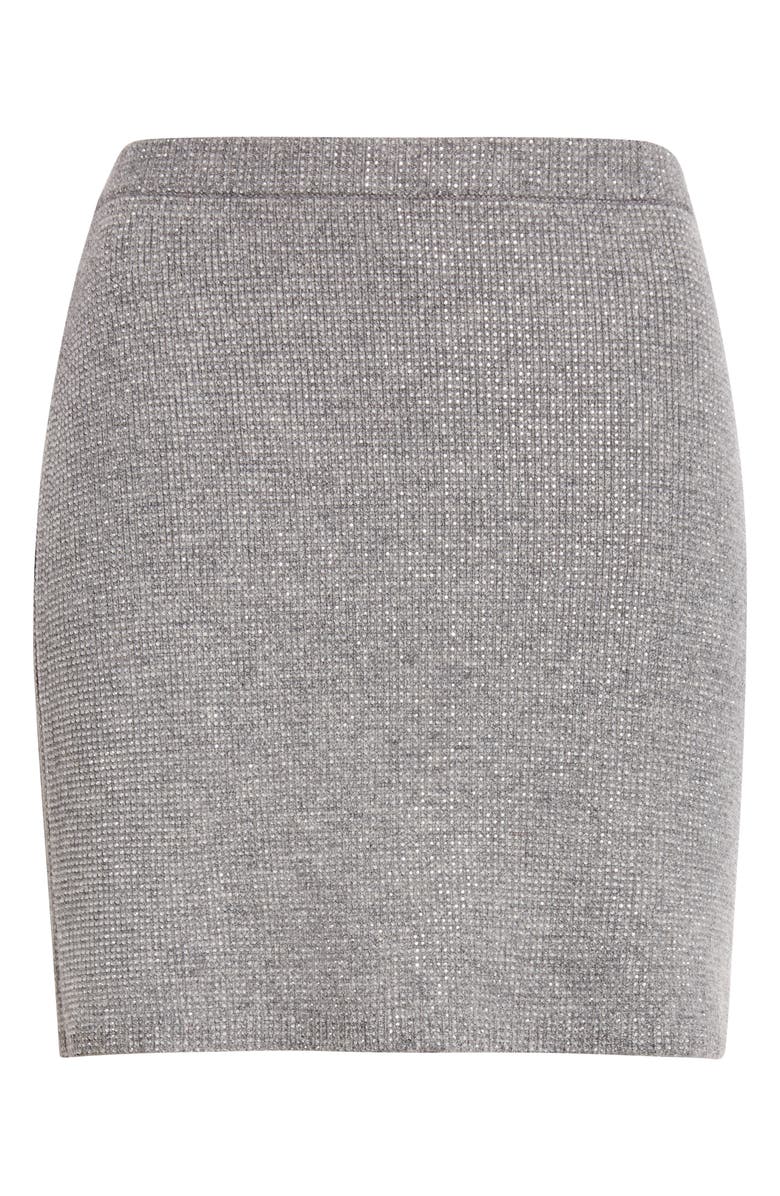Alexander Wang Crystal Hotfix Wool Blend Miniskirt, Alternate, color, Heather Grey