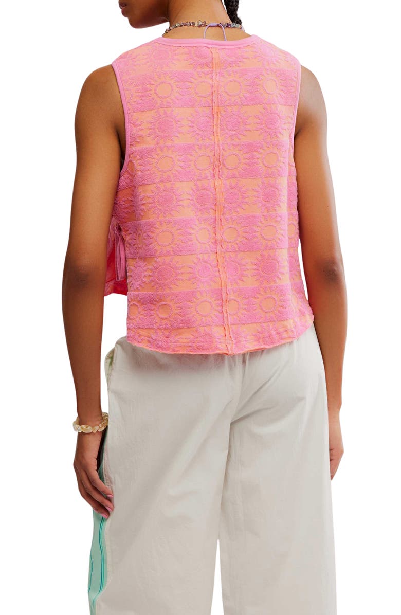 Free People Textured Cotton Terry Side Tie Top, Alternate, color, Pink Combo