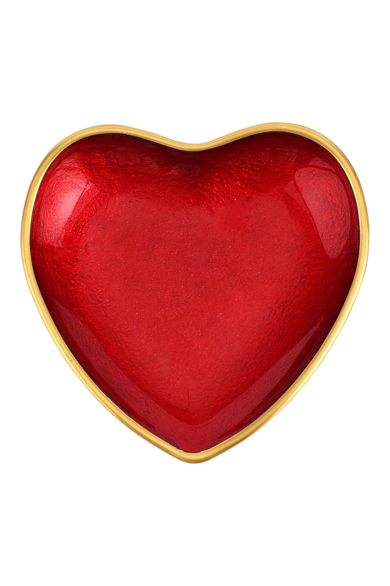 Baroque Glass Red Heart Cocktail Plate, Main, color, RED