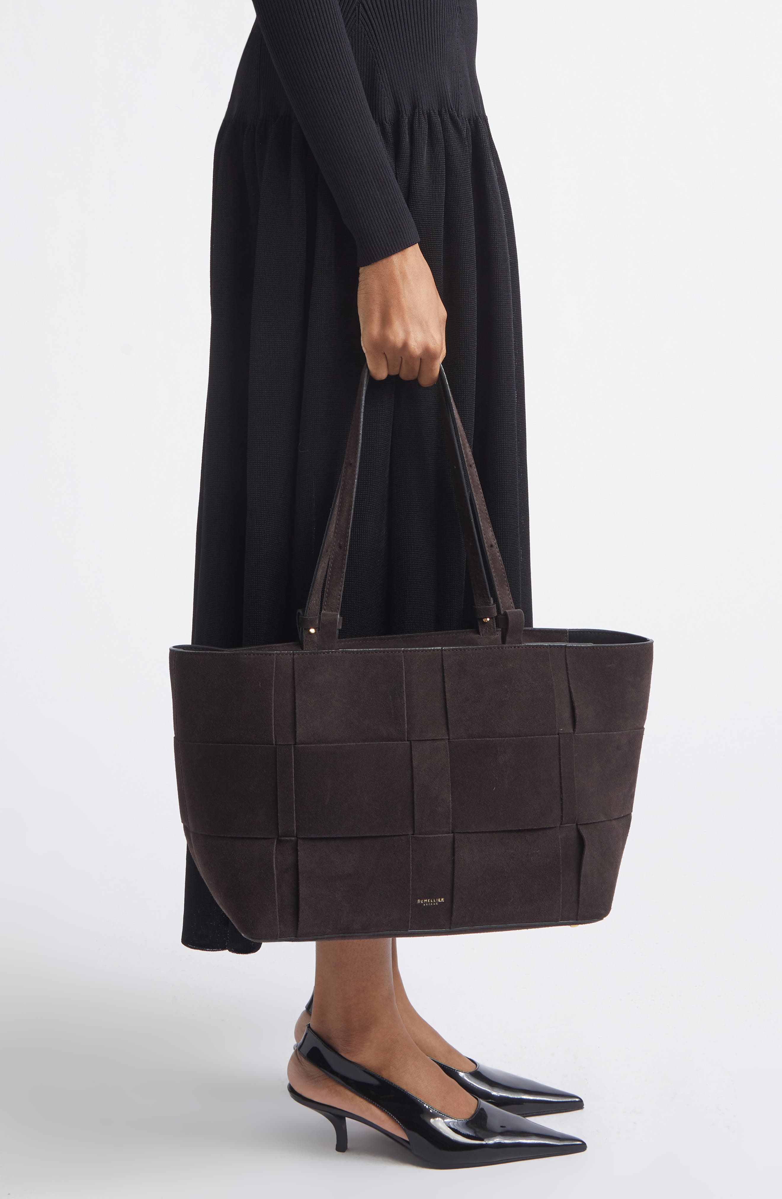 DeMellier The Florence Woven Leather Tote, Alternate, color, Dark Chocolate