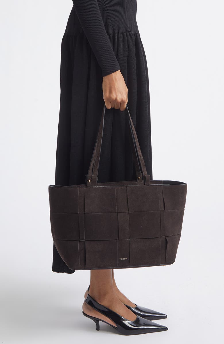 DeMellier The Florence Woven Leather Tote, Alternate, color, Dark Chocolate