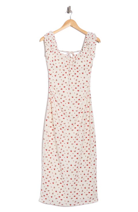 Ruched Tie Back Midi Dress