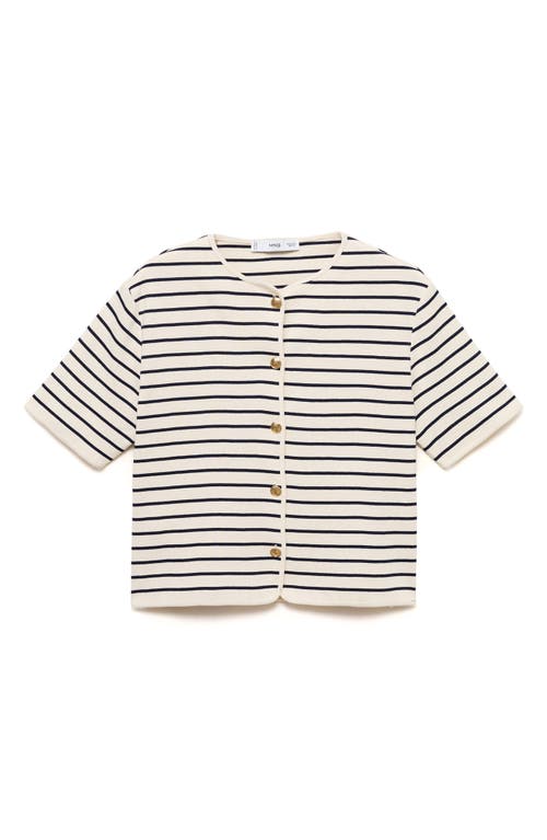 Mango Striped Crop Cardigan