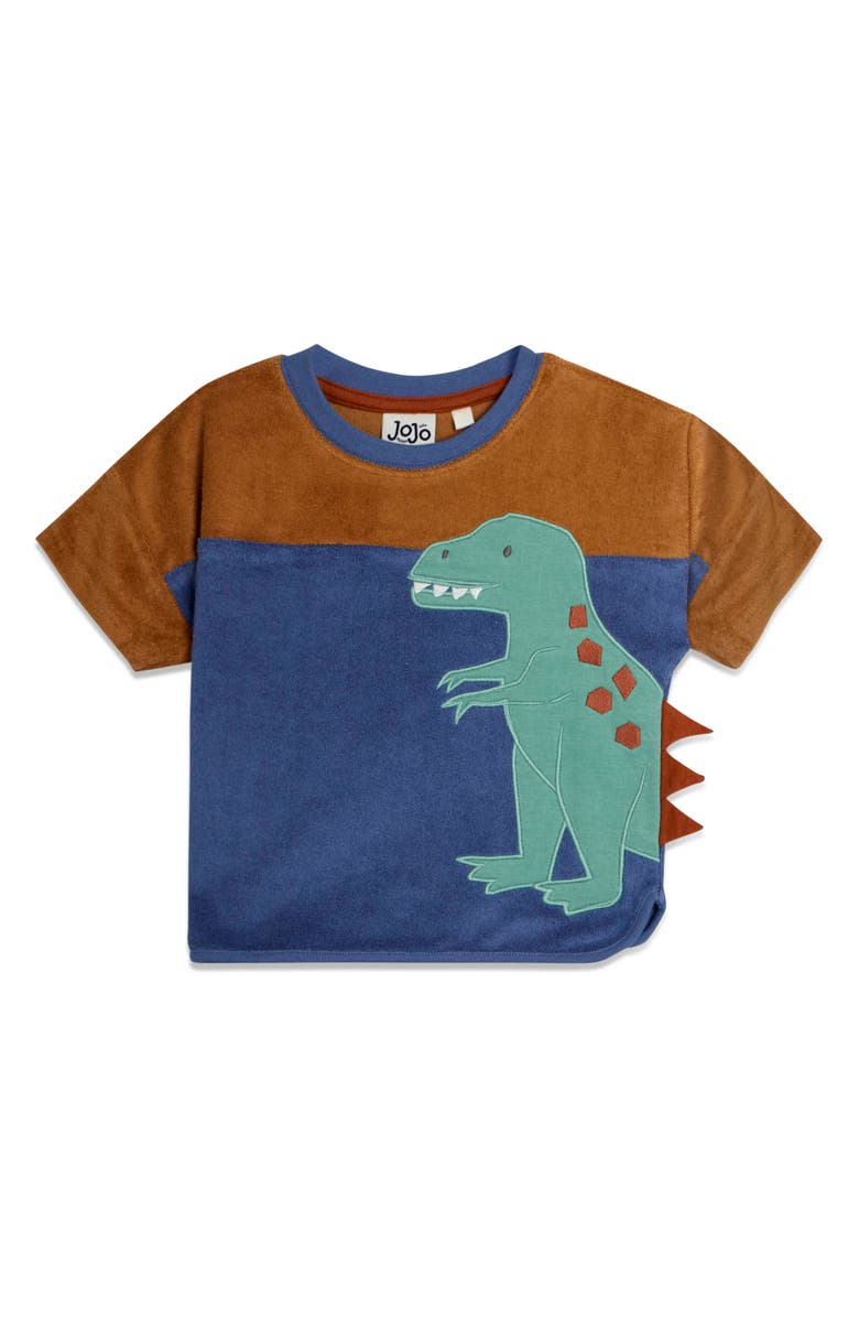 JOJO MAMAN BEBE T-Rex Appliqué T-Shirt & Shorts Set, Alternate, color, Blue