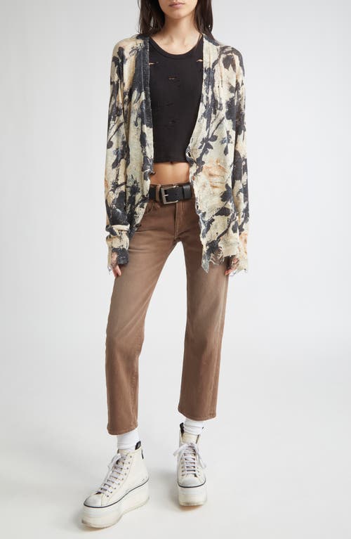R13 Floral-print Frayed Cardigan In Multi