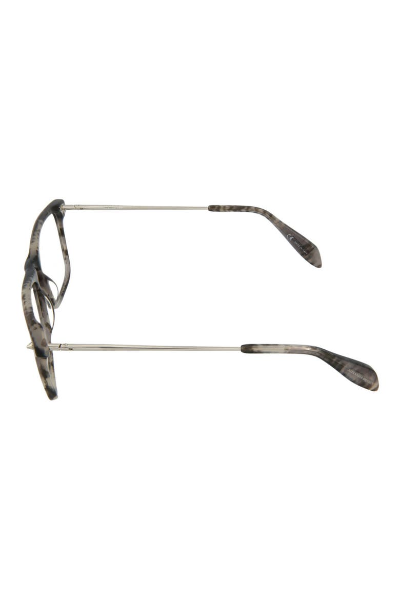 Alexander McQueen 55mm Rectangle Optical Frames, Alternate, color, SHINY GREY HAVANA