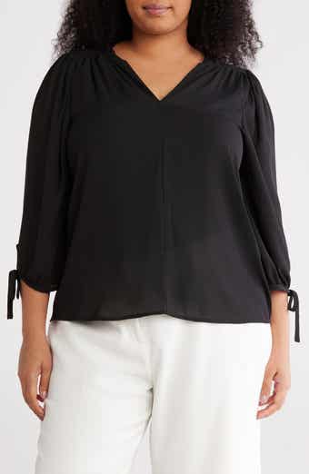 Renee C V-Neck Tie Sleeve Top