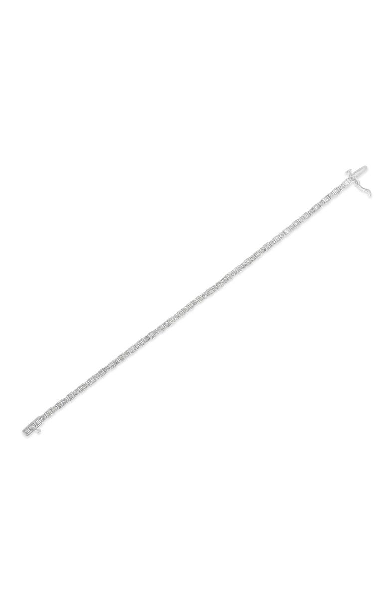 Haus of Brilliance Silver 1.0 Cttw Diamond Round and Square Station Tennis Bracelet, Alternate, color, White