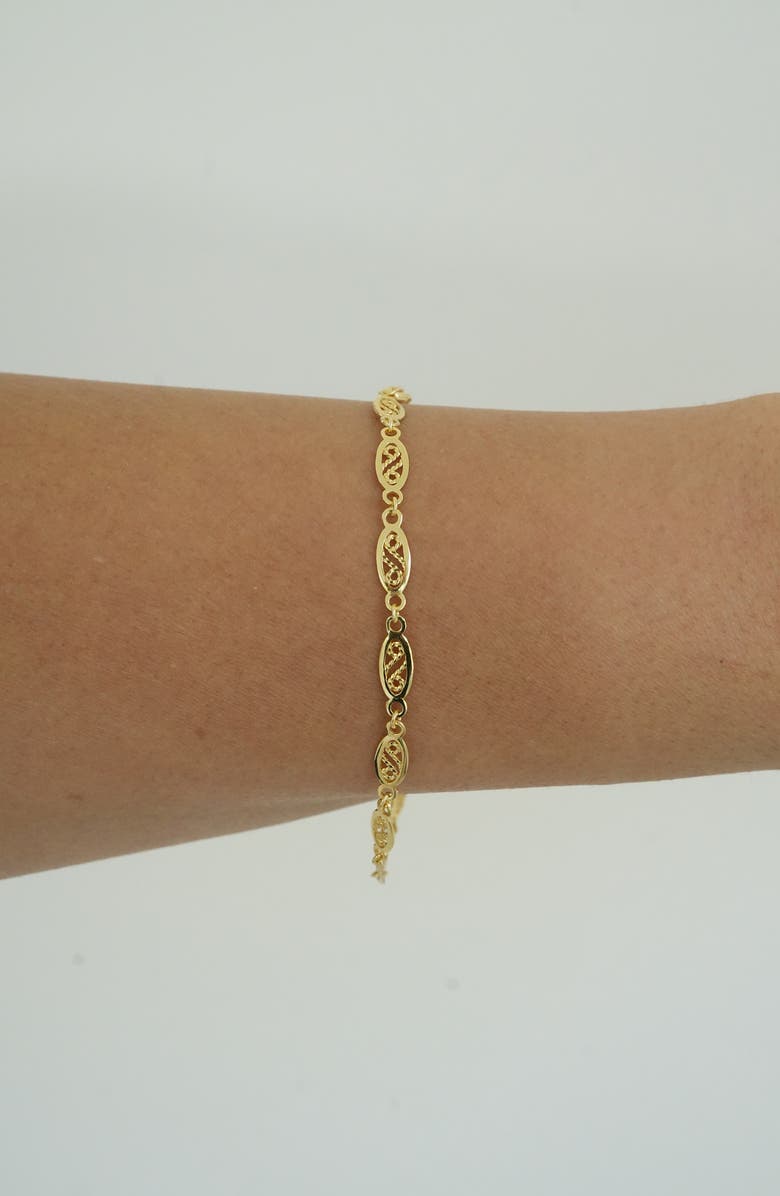 Argento Vivo Sterling Silver Filigree All Around Bracelet, Alternate, color, Gold