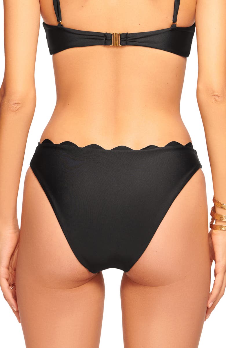Ramy Brook Amani Scalloped Bikini Bottoms, Alternate, color, Black