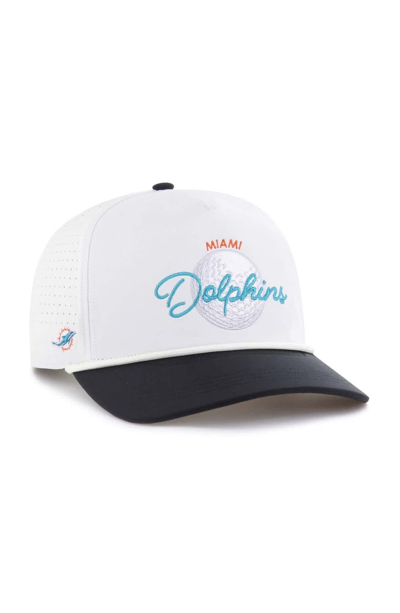 '47 Men's '47 White/Black Miami Dolphins Gimmie Golf Hitch Rope Adjustable Hat, Main, color,