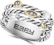 EFFY Sterling Silver & 14K Gold Diamond Twist Band Ring - 0.10ct.