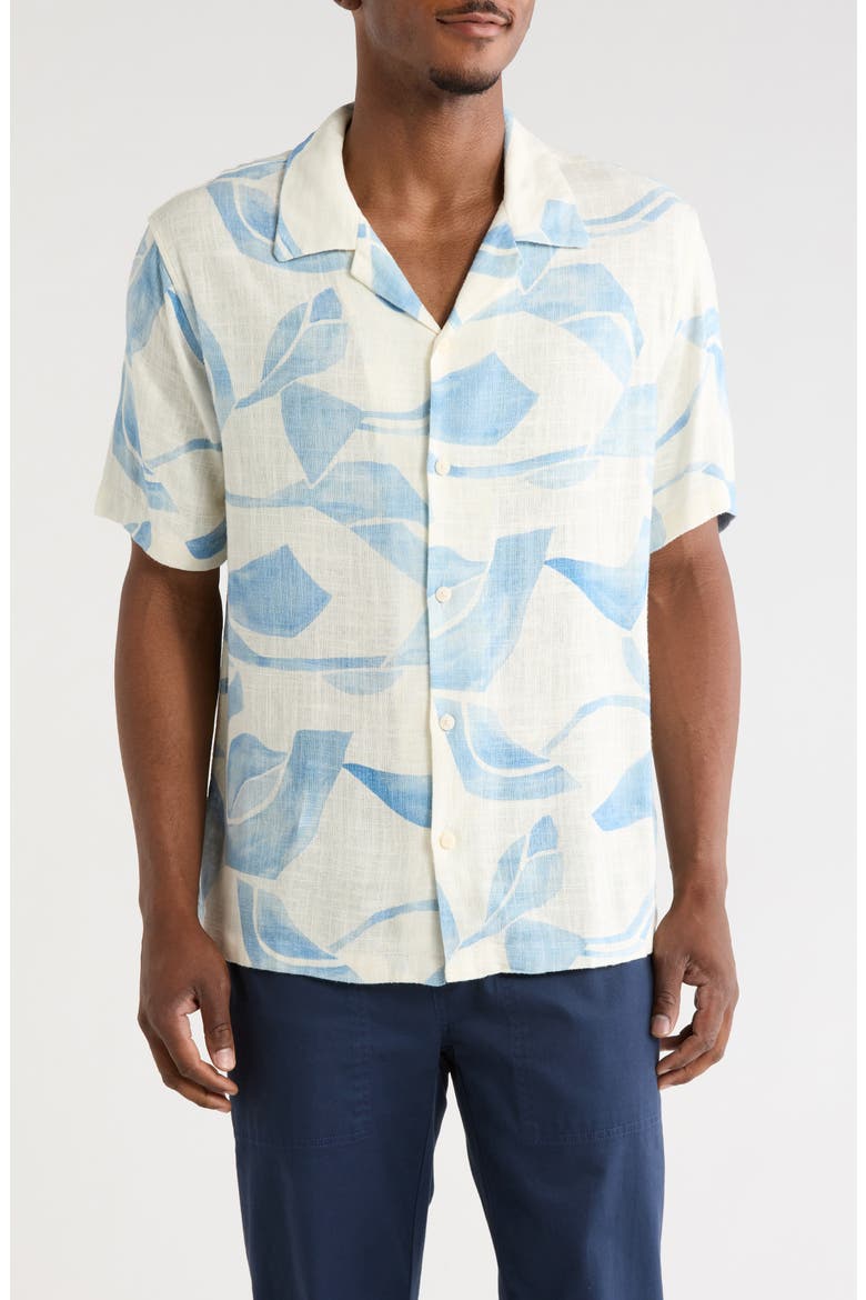 Watercolor Camp Shirt, Main, color, IVORY / LIGHT BLUE