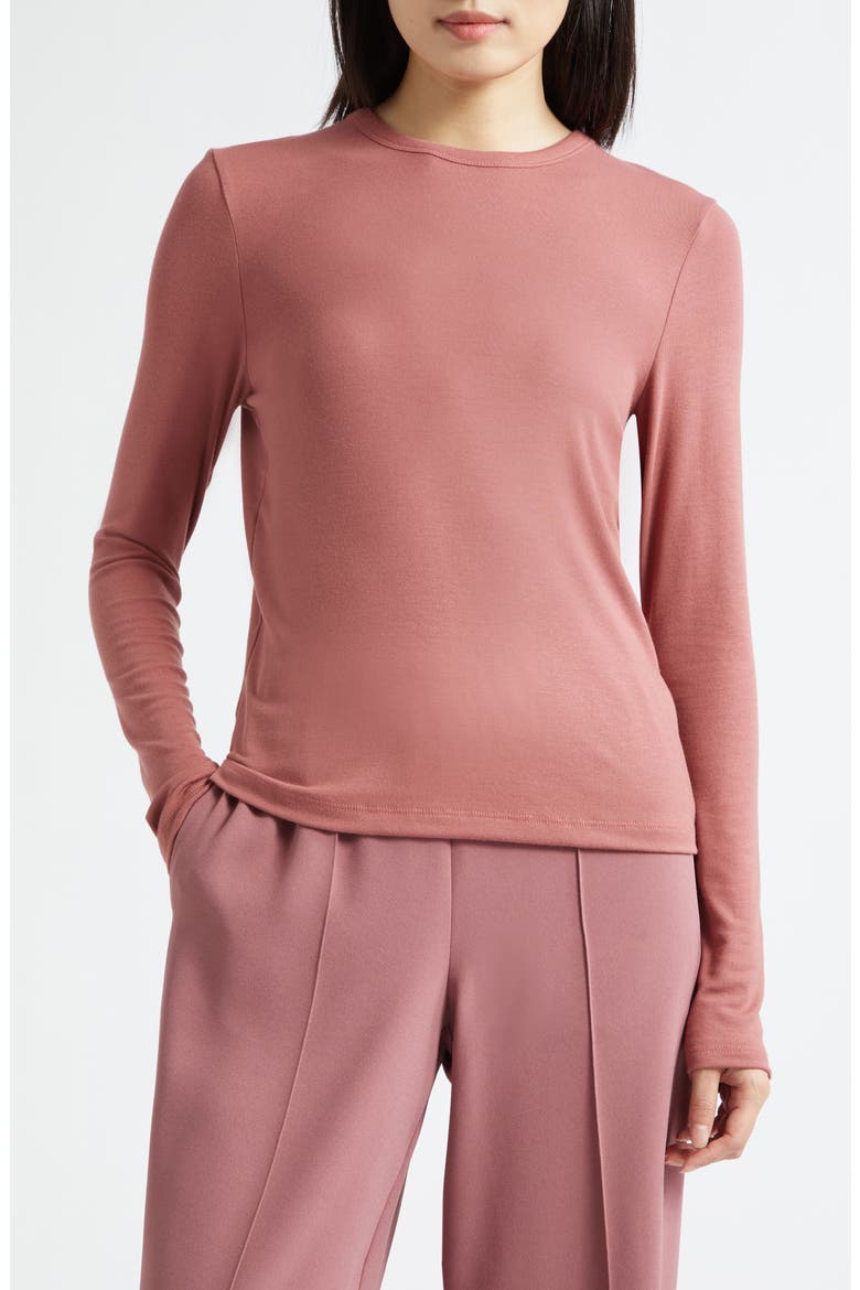 Luxe Long Sleeve Crewneck Top, Main, color, ROSE JAM