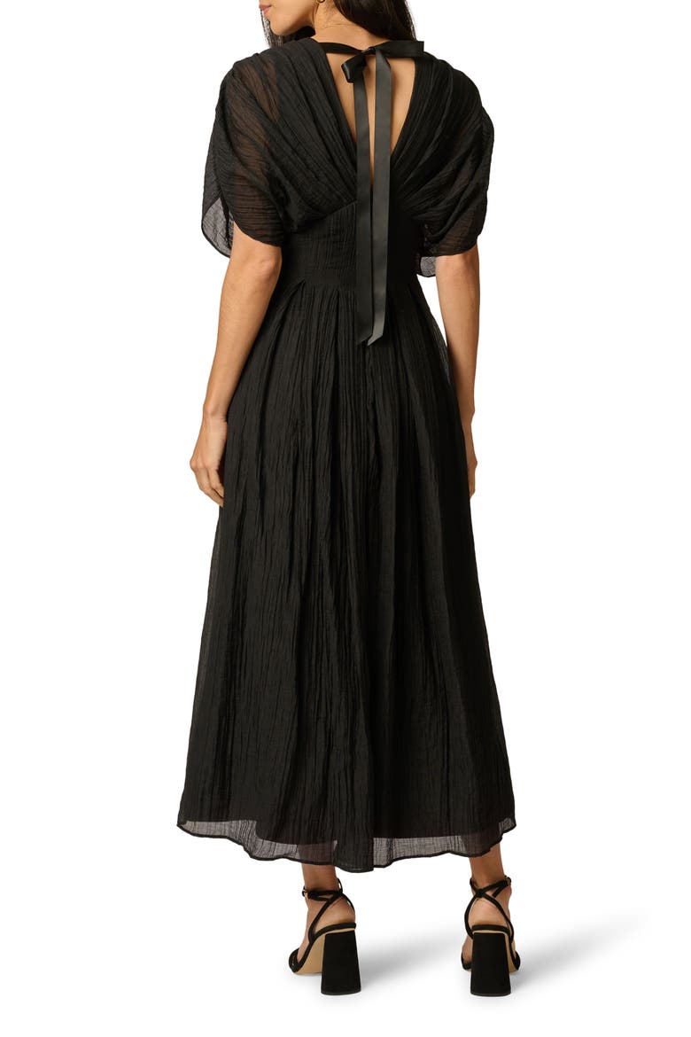 Organdy Crinkle Maxi Dress, Alternate, color, BLACK