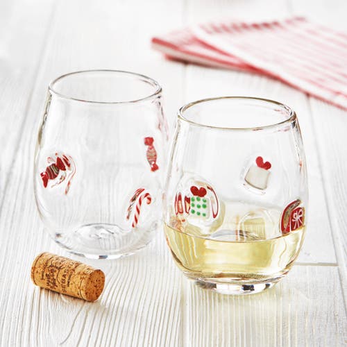 Tag Candy Stemless Wine Glass In Transparent