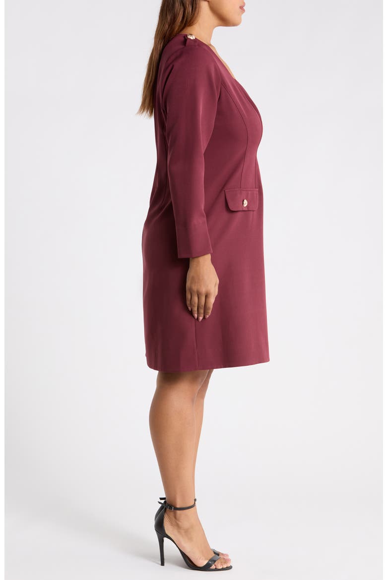 Long Sleeve Crepe Sheath Dress, Alternate, color, CRANBERRY