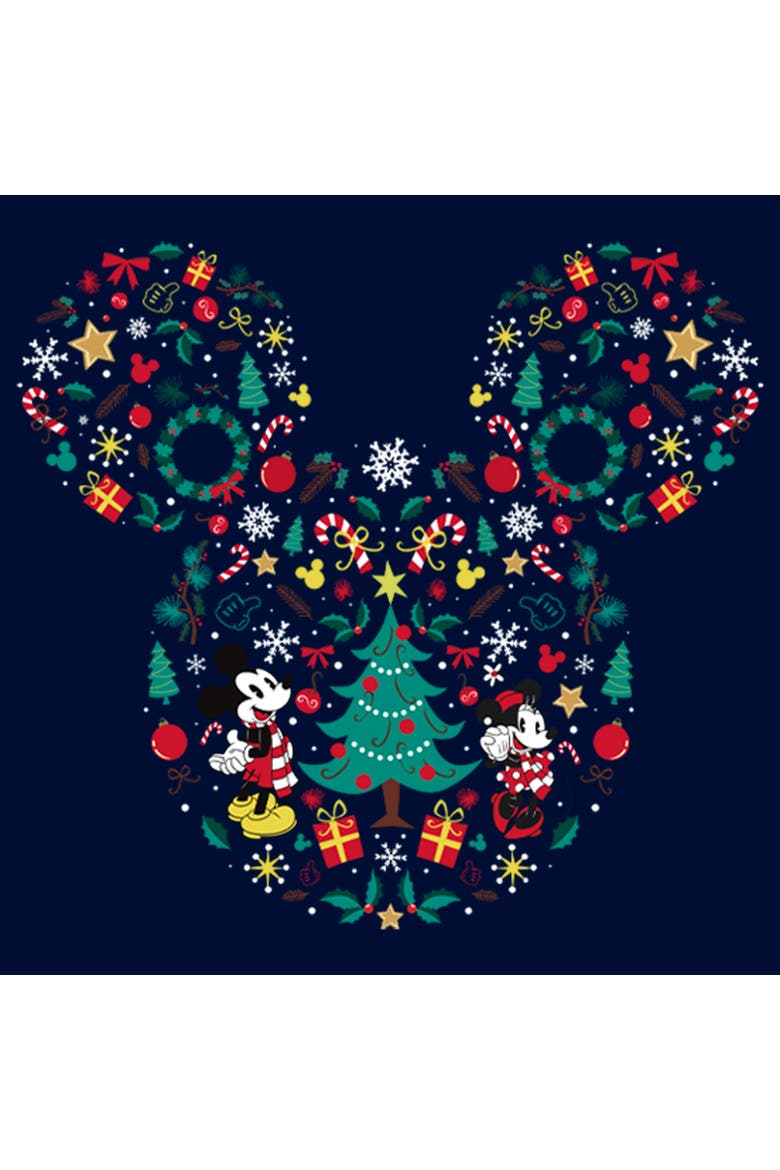 Boy's Mickey & Friends Christmas Wonderland Icon Collage  Graphic T-Shirt, Alternate, color, Navy Blue