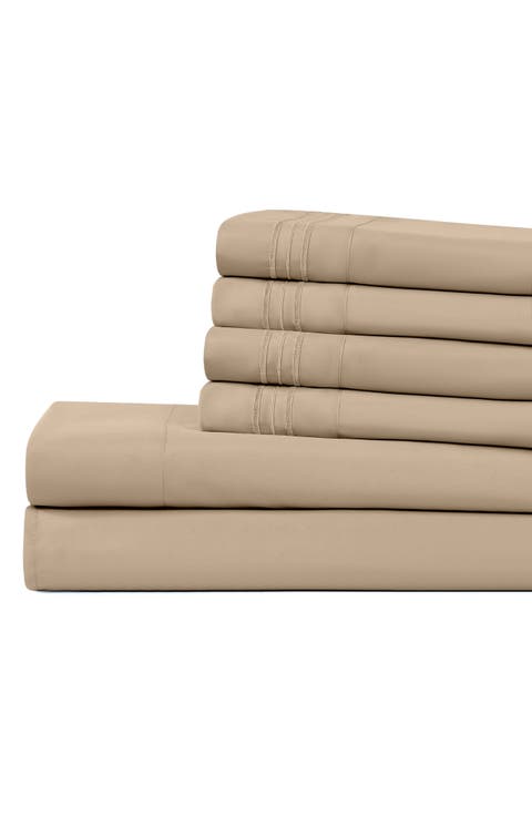 Solid Microfiber Deep Pocket 6-Piece Sheet Set