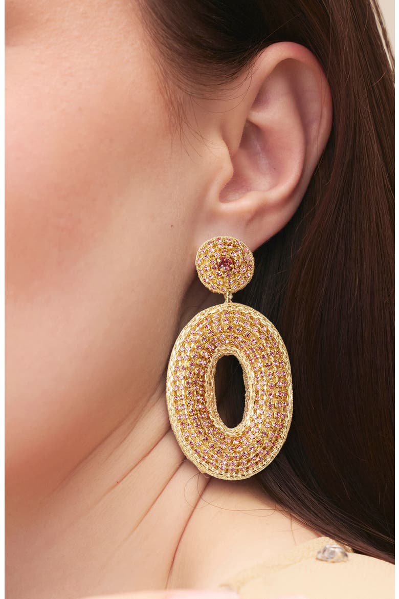 Odeya Crystal Drop Earrings, Alternate, color, PINK