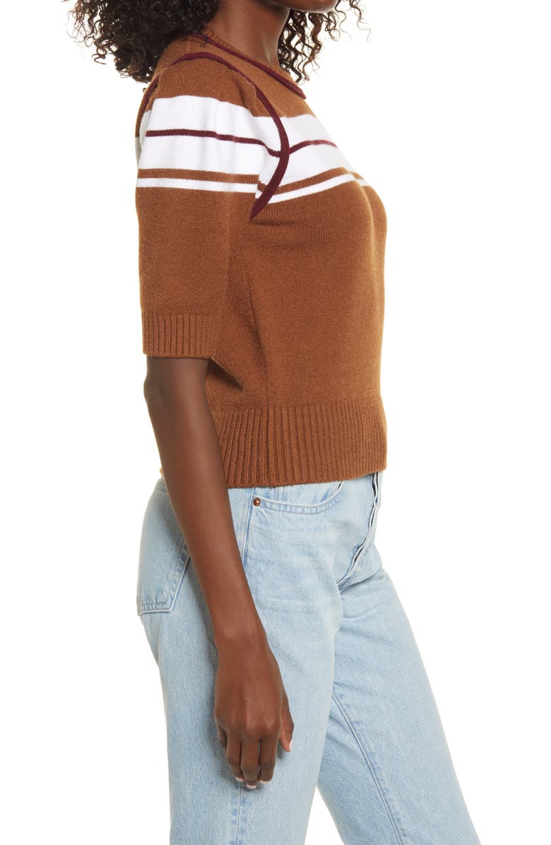 English Factory Stripe Puff Sleeve Sweater, Alternate, color,