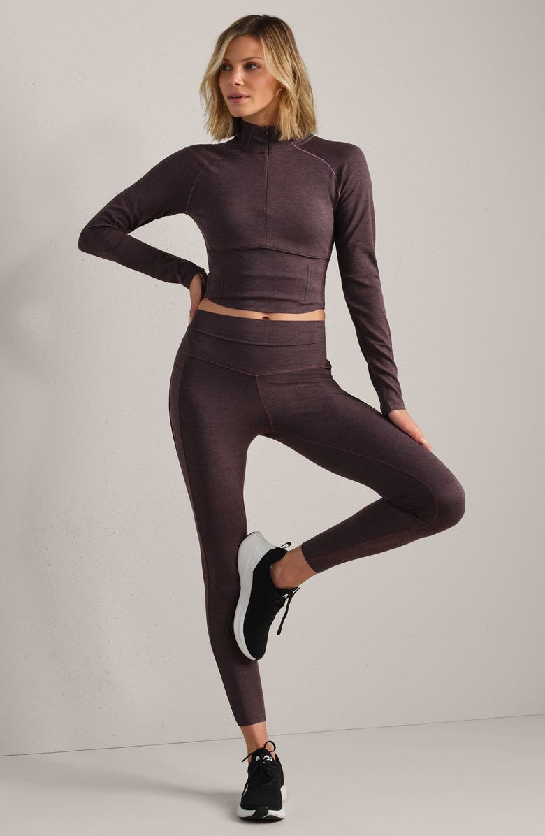 Rhone Heather Revive Pocket 7/8 Leggings, Alternate, color, Deep Mauve Heather